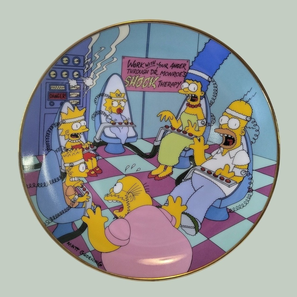 Vintage 1992 The Simpsons Family Therapy Collector Plate Matt Groening 8.25"
